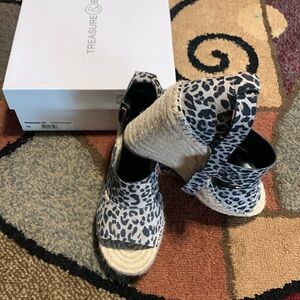 Treasure & Bond Sannibel Leopard Espadrille Wedge Sandals Suede Platform